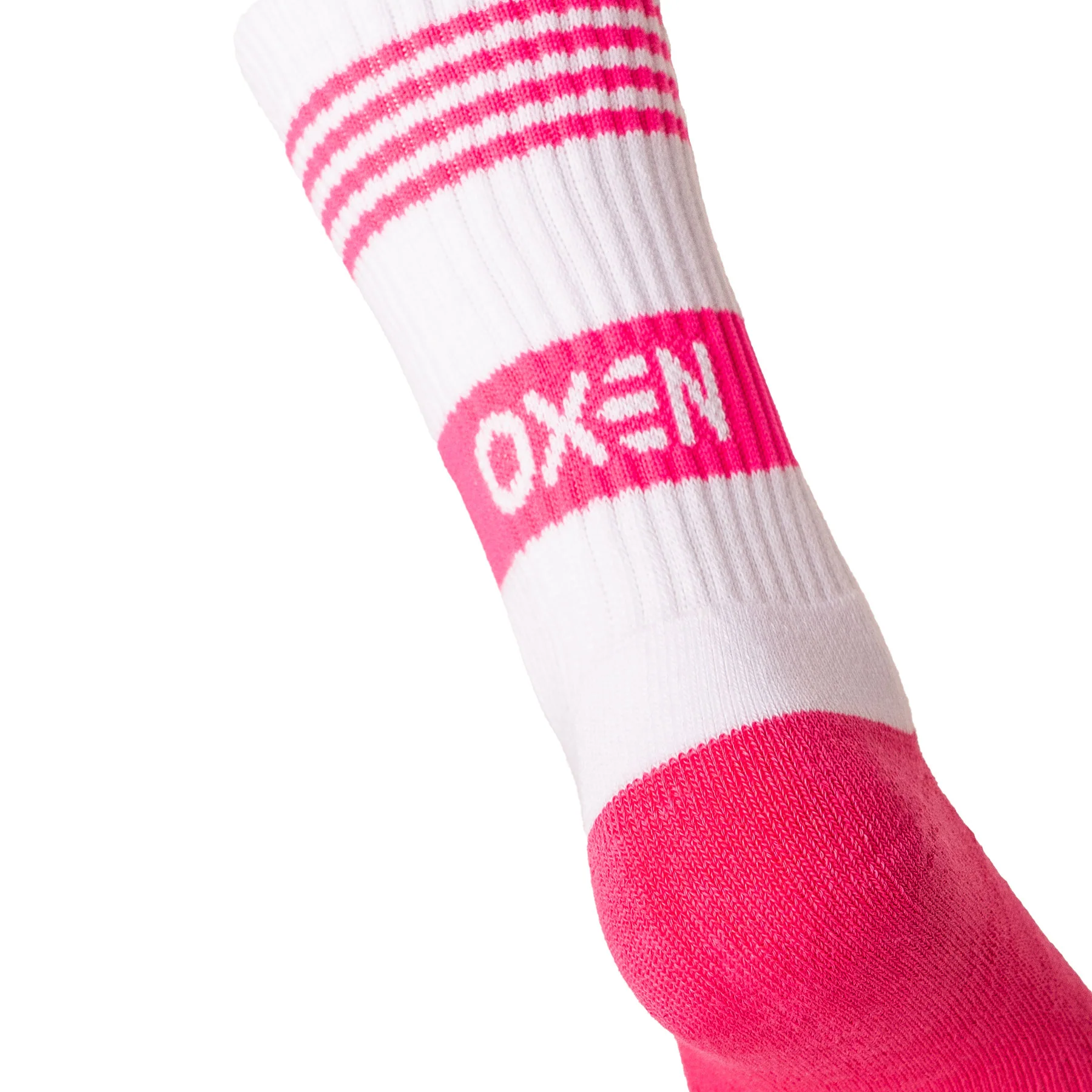 Oxen Band Crew Socks White/Pink - Image 2