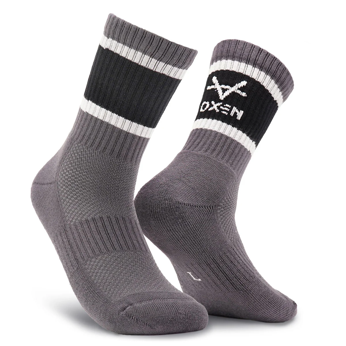 Oxen Block Sports Socks Charcoal/Black/White
