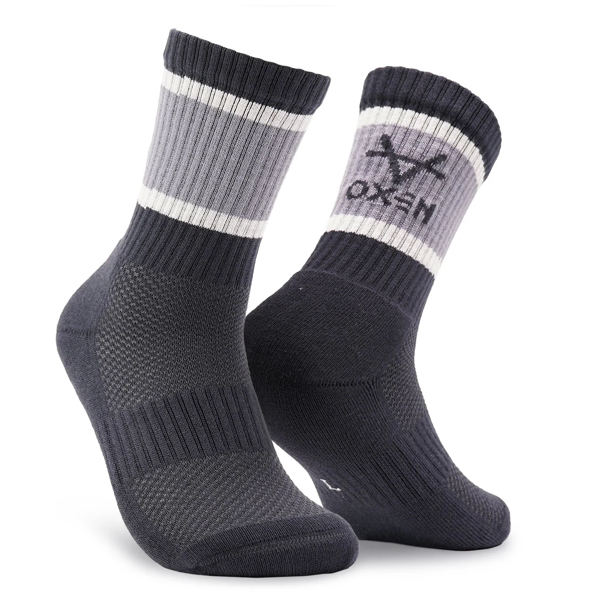 Oxen Block Sports Socks Charcoal/Grey/White JNR