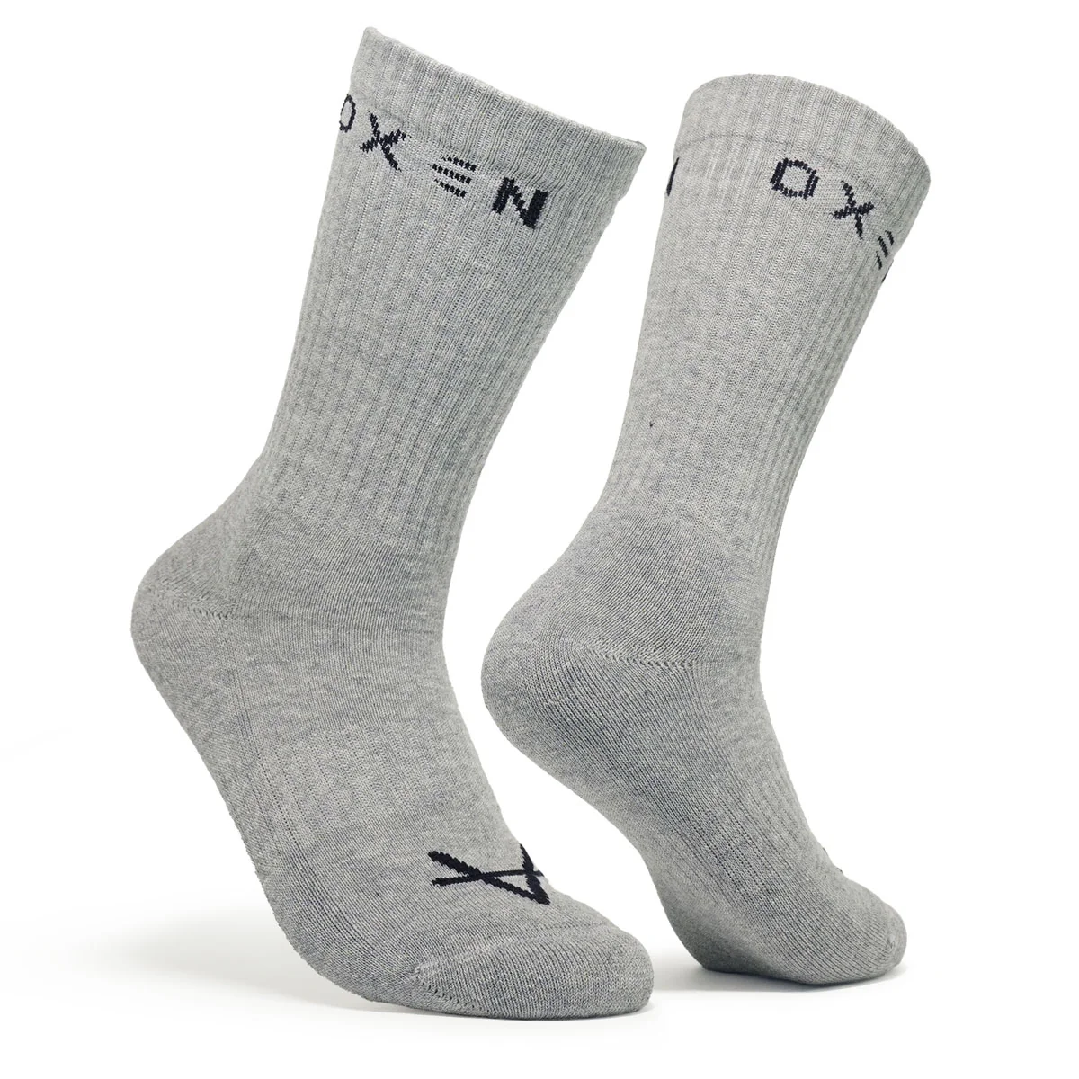 Oxen Text Crew Socks Grey