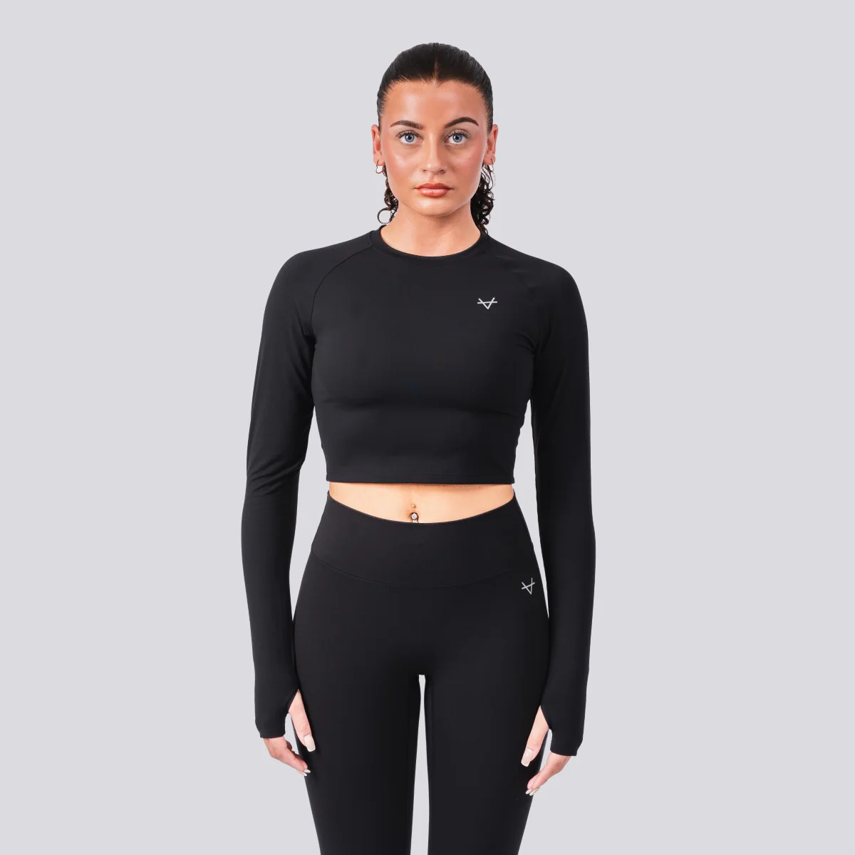 Oxen Womens Endure Sculpt LS Crop Top Blk