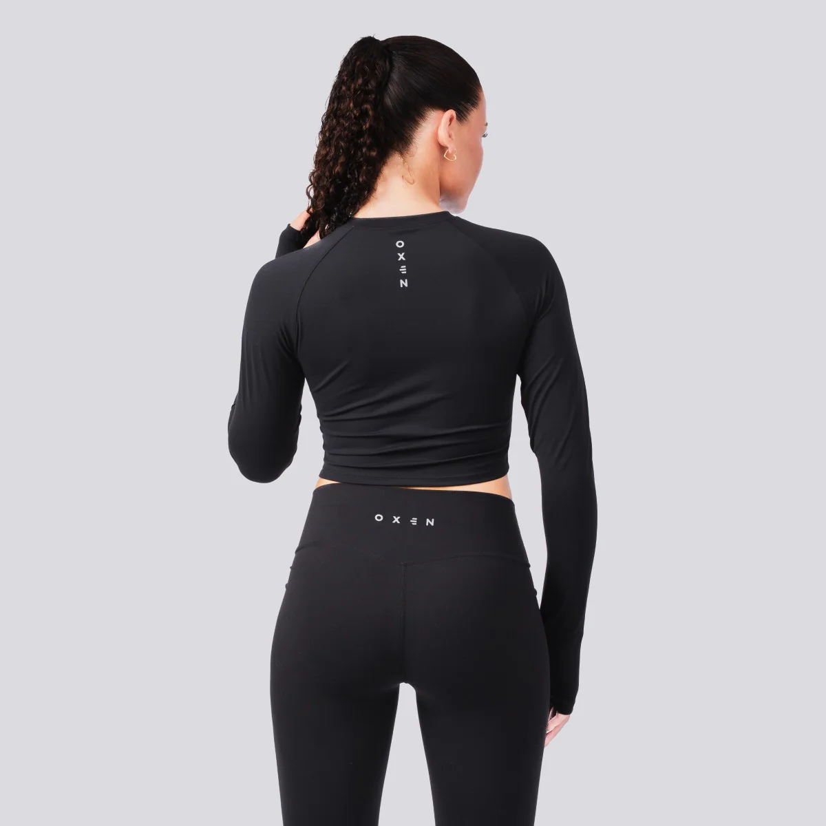 Oxen Womens Endure Sculpt LS Crop Top Blk - Image 3